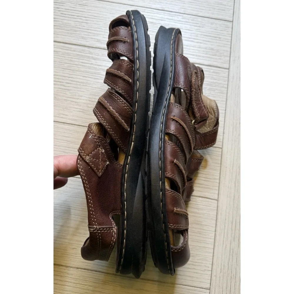 Magellan‎ Men's Brown Leather FWMFSS1014 Fisherman Hook & Loop Sandals Shoes 13